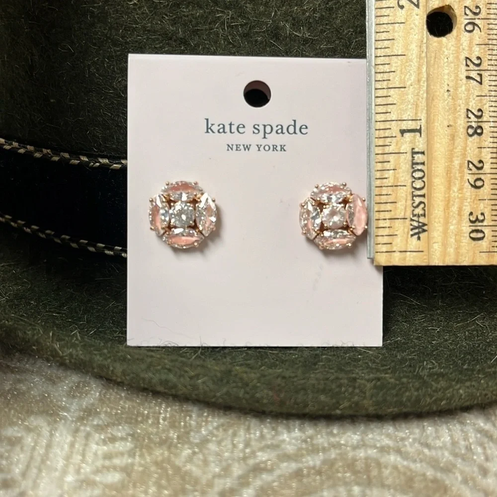 Brand New Kate Spade Flying Colors Blush Post Earrings Marquise Cluster Studs